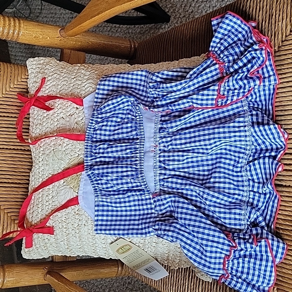 Lake & Trail, blue gingham dress with red bow, size M (for dogs) - Picture 2 of 8